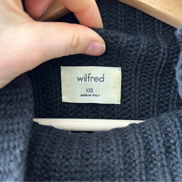 SOLD - Aritzia Wilfred Turtle Neck Sweater Dress 100% Marino Wool Black XXS - Picture 2 of 7